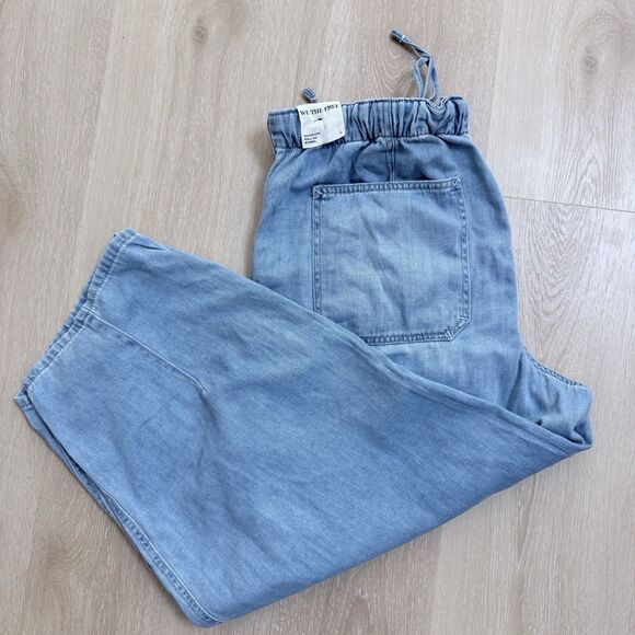 WE THE FREE Silverton Puddle Pull On Barrel Jeans Blue Relaxed Fit Denim L NWT - Picture 14 of 16